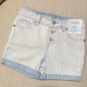NWT Cat & Jack Rainbow Striped Denim Shorts - small (6/6x)